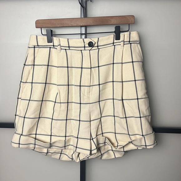 Rag & Bone Ivy pleated checked cotton-blend canvas shorts Size 10 NWT - Picture 2 of 9